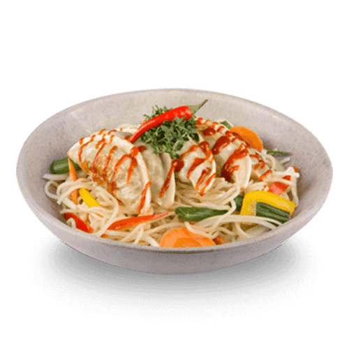 Nudeln mit Mandu (vegetarisch)