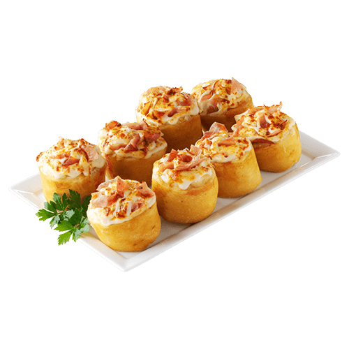 8 Pizzabrötchen mit Edamer und Hinterschinken