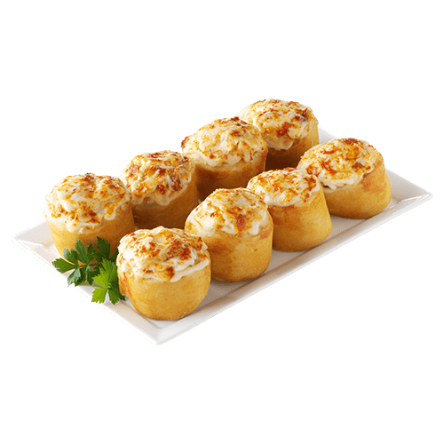 8 Pizzabrötchen mit Edamer und Knoblauchbutter
