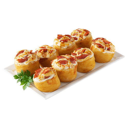 8 Pizzabrötchen mit Edamer und Salami