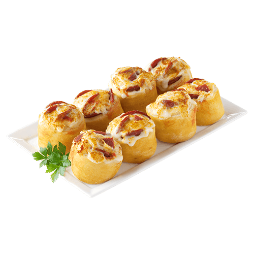 8 Pizzabrötchen mit Edamer und Sucuk